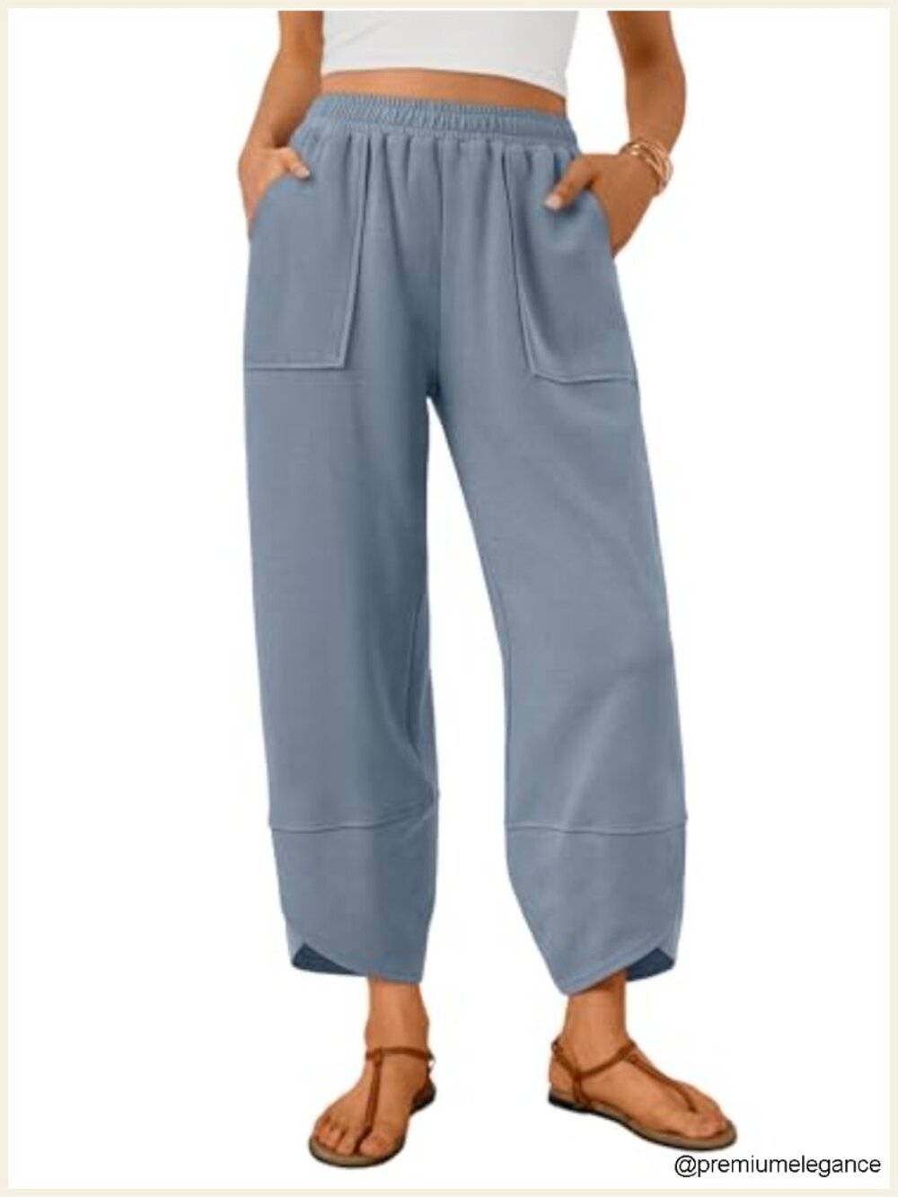 60% Cotton Wide Leg Barrel Sweatpants with Pockets